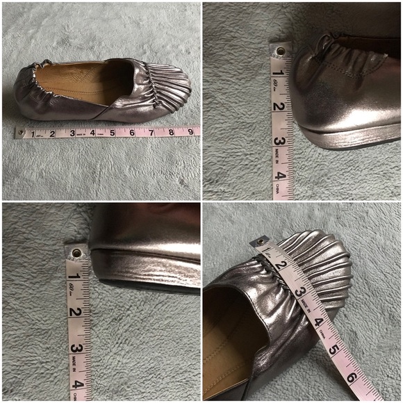 Chocolat Blu Vic Seamed Pleated Ruched Metallic Leather Wedge Loafer Flats Sz 6 - Picture 12 of 12
